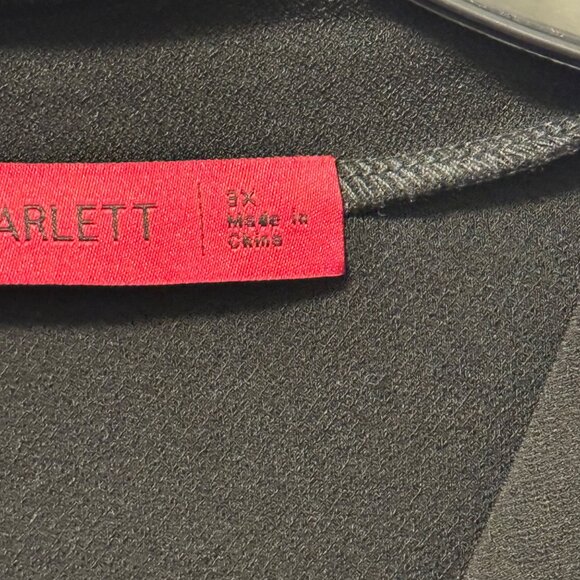 Love Scarlett Womens Top Sz 3X Black Tunic With Tie Neck & Button Cuffs - Picture 4 of 11